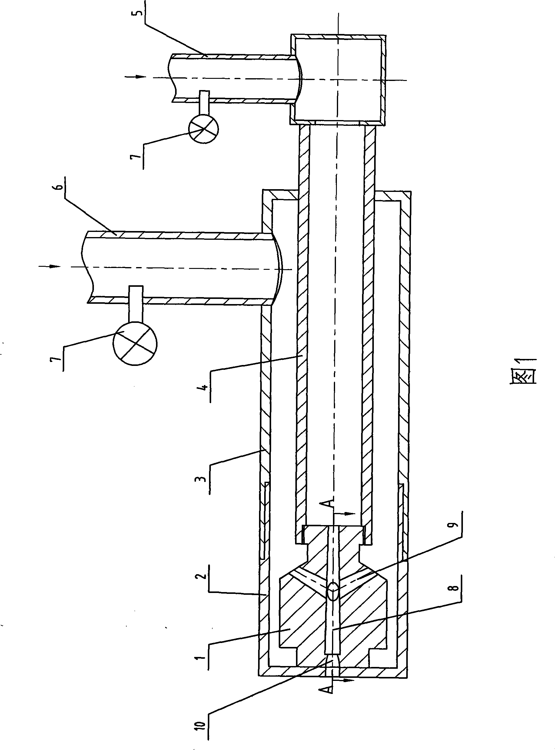 Reducing reagent nozzle for denitration by SNCR method