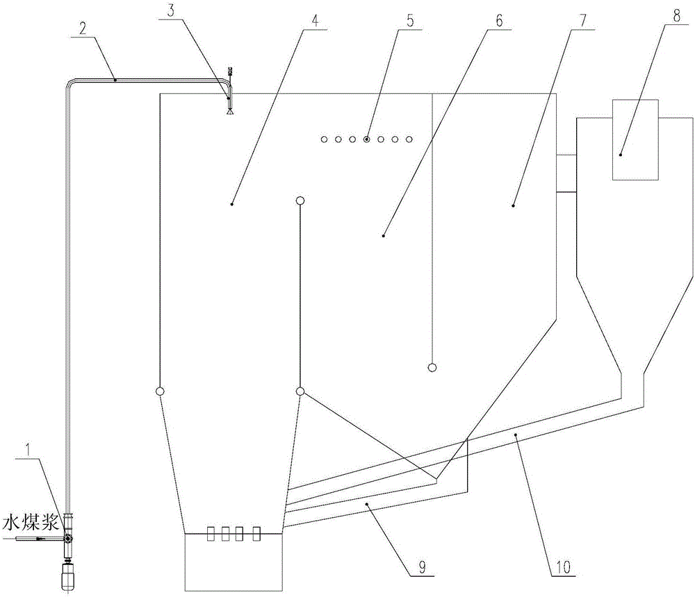 Coal water slurry feeding device for multi-flow circulating fluidized bed boiler and boiler