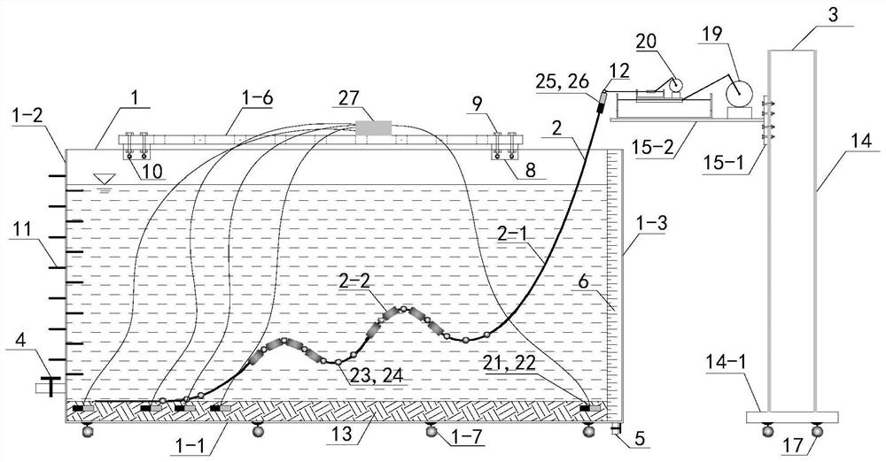 Simulation device of riser motion response based on combination of wave frequency and slow drift of floating structure