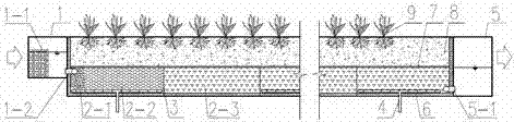 Underground water advection percolation system used for town sewage treatment