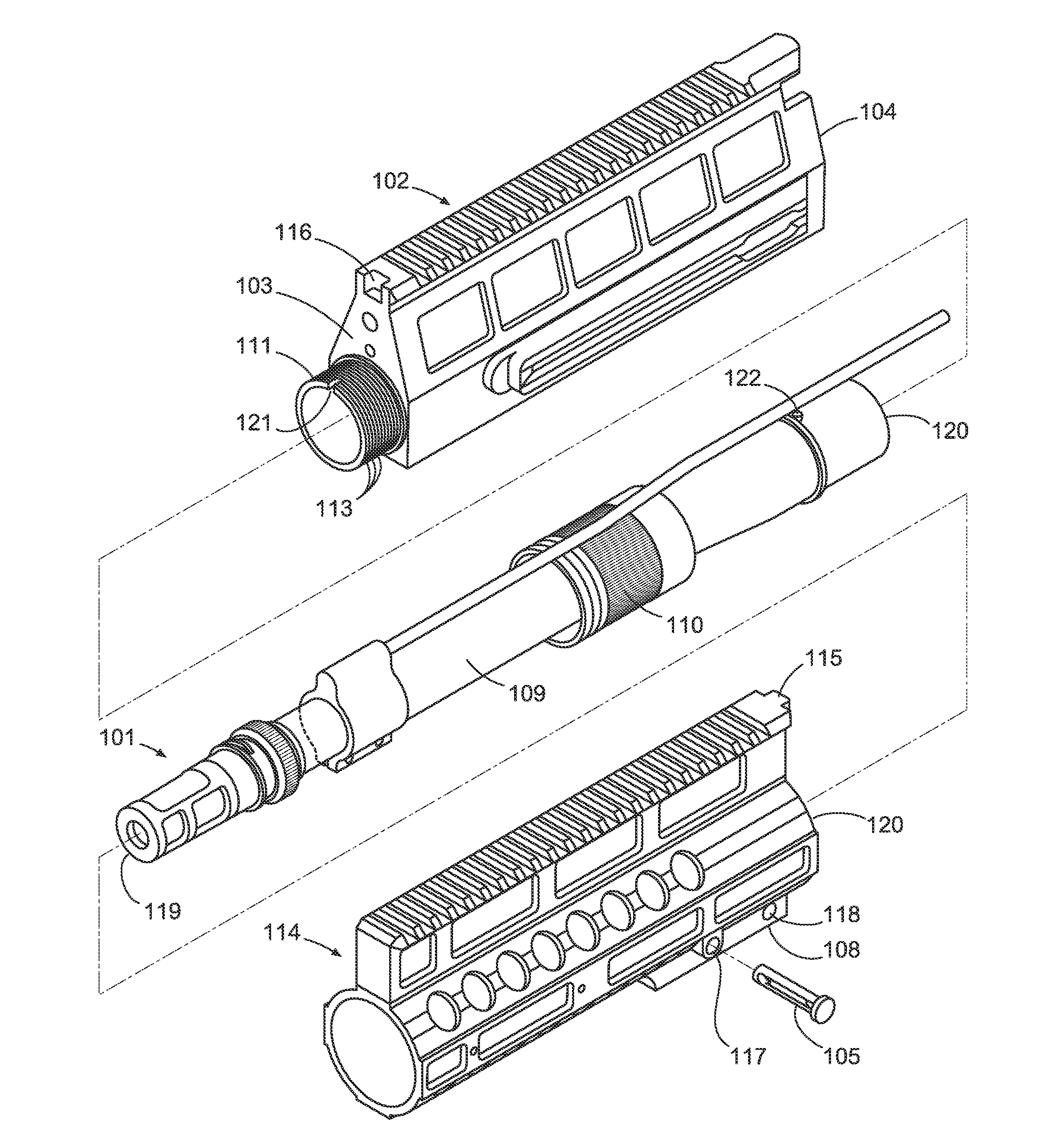 Quick Take-Down Barrel System and Method for Modular Rifle