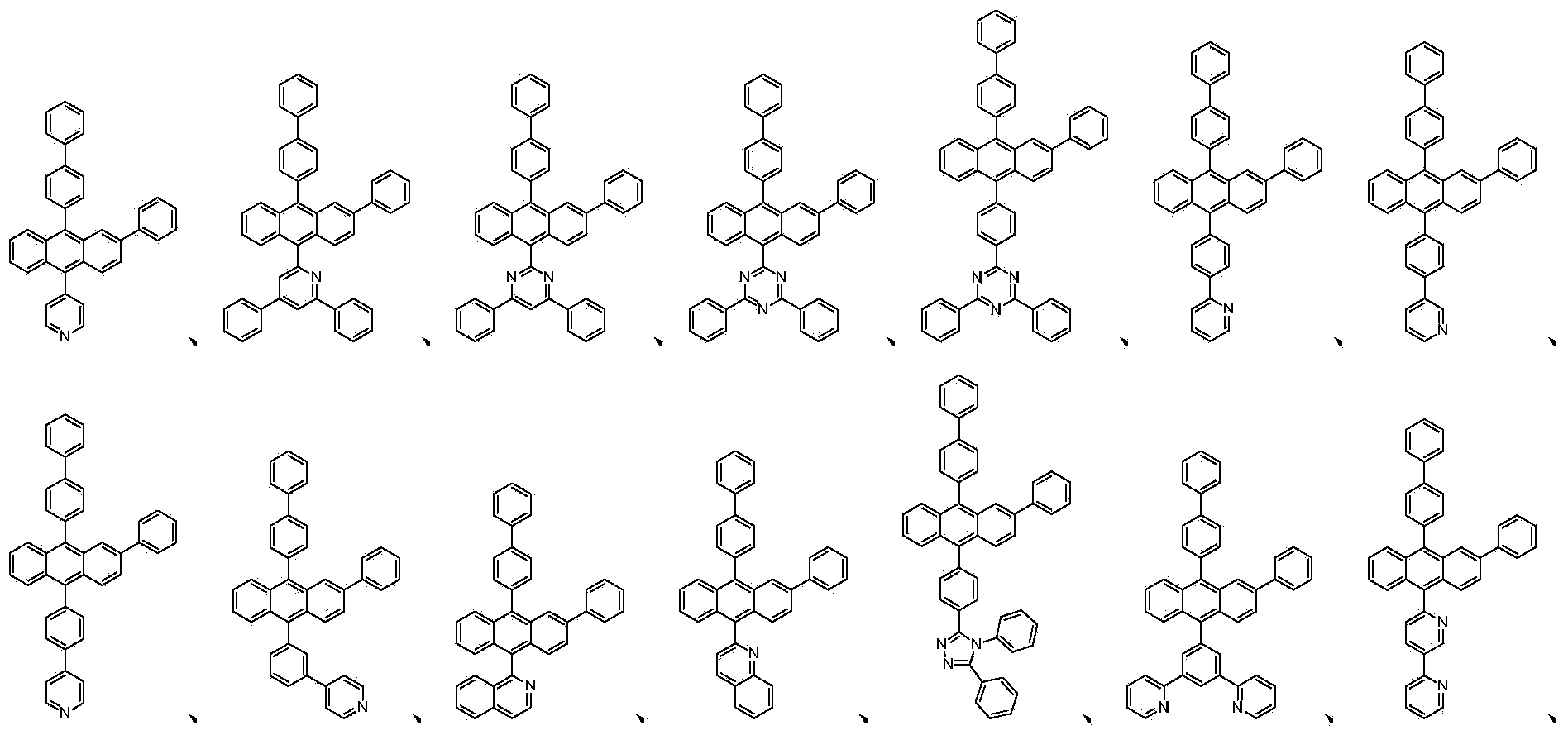 Anthracene containing derivative as well as preparation method and application thereof