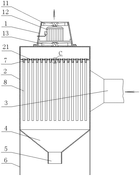 Dust collector for energy-saving environment-friendly axial flow fan group