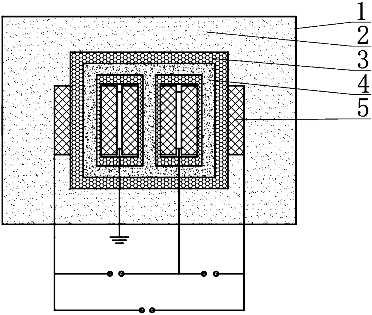 High-stability high-reliability self-circulating three-winding autotransformer and manufacturing method thereof