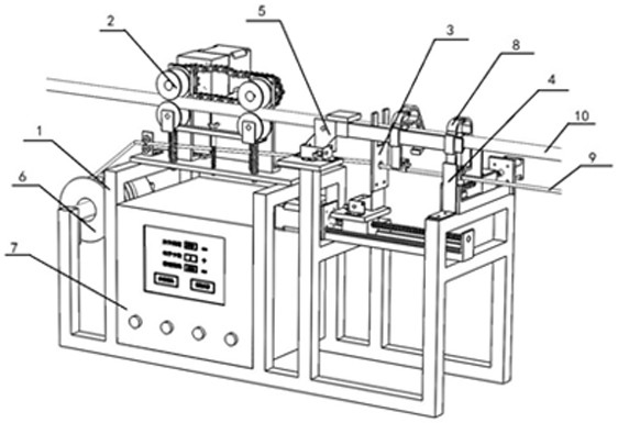 Overhead transmission line blasting deicing detonating cord automatic laying device and using method thereof