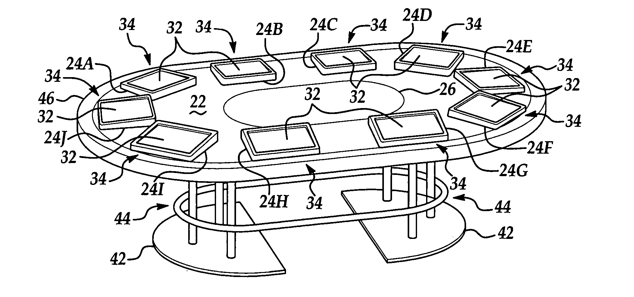 Electronic card table and method