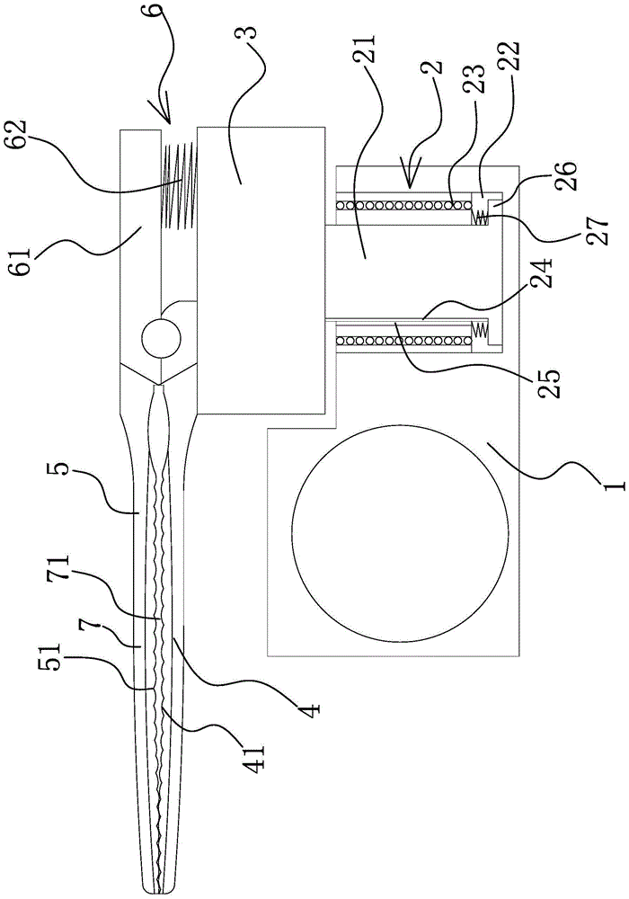 The silk cotton bag clamping mechanism of the inner silk tire stretching device of the silk quilt