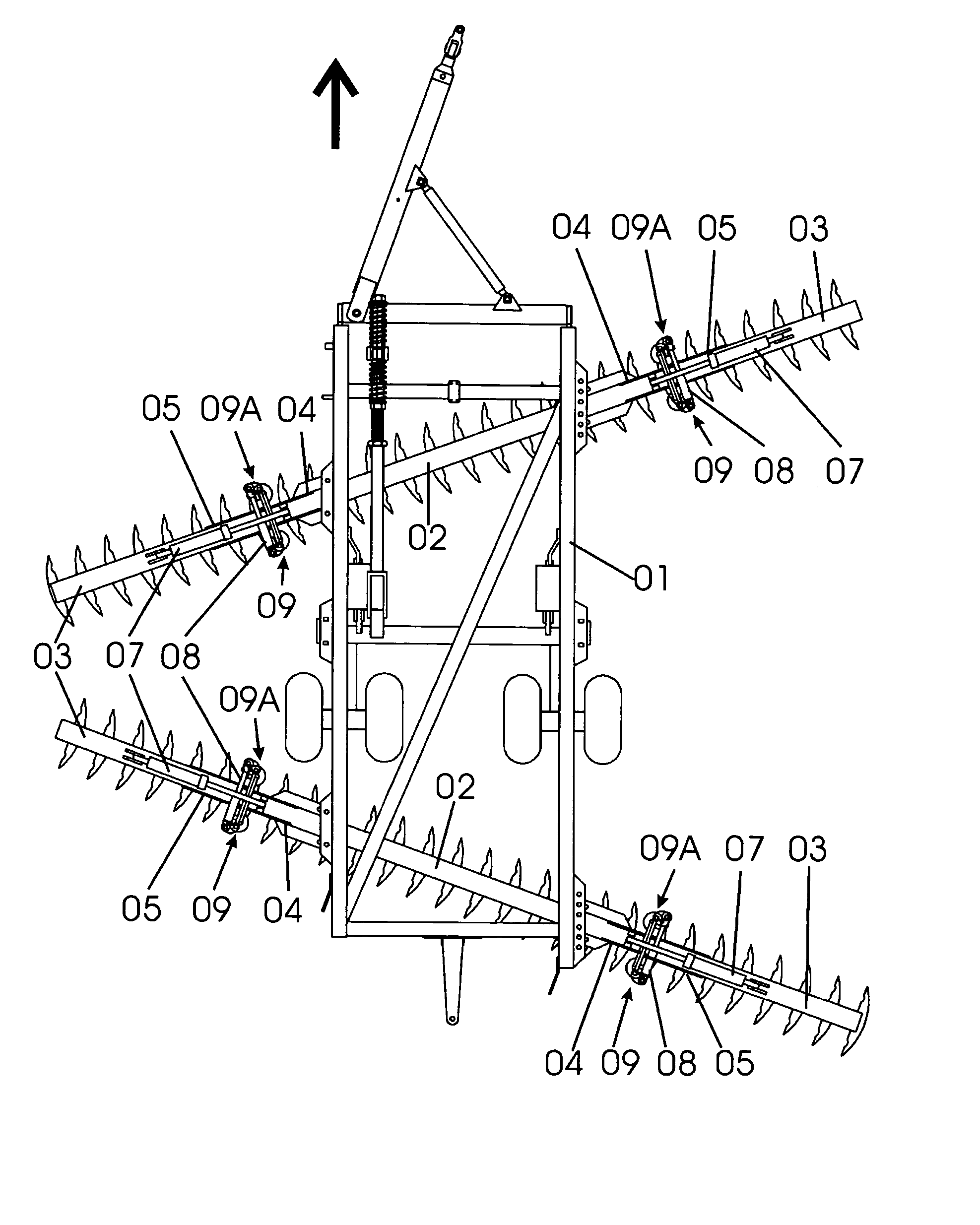 Articulating and locking mechanism for farm implement chassis