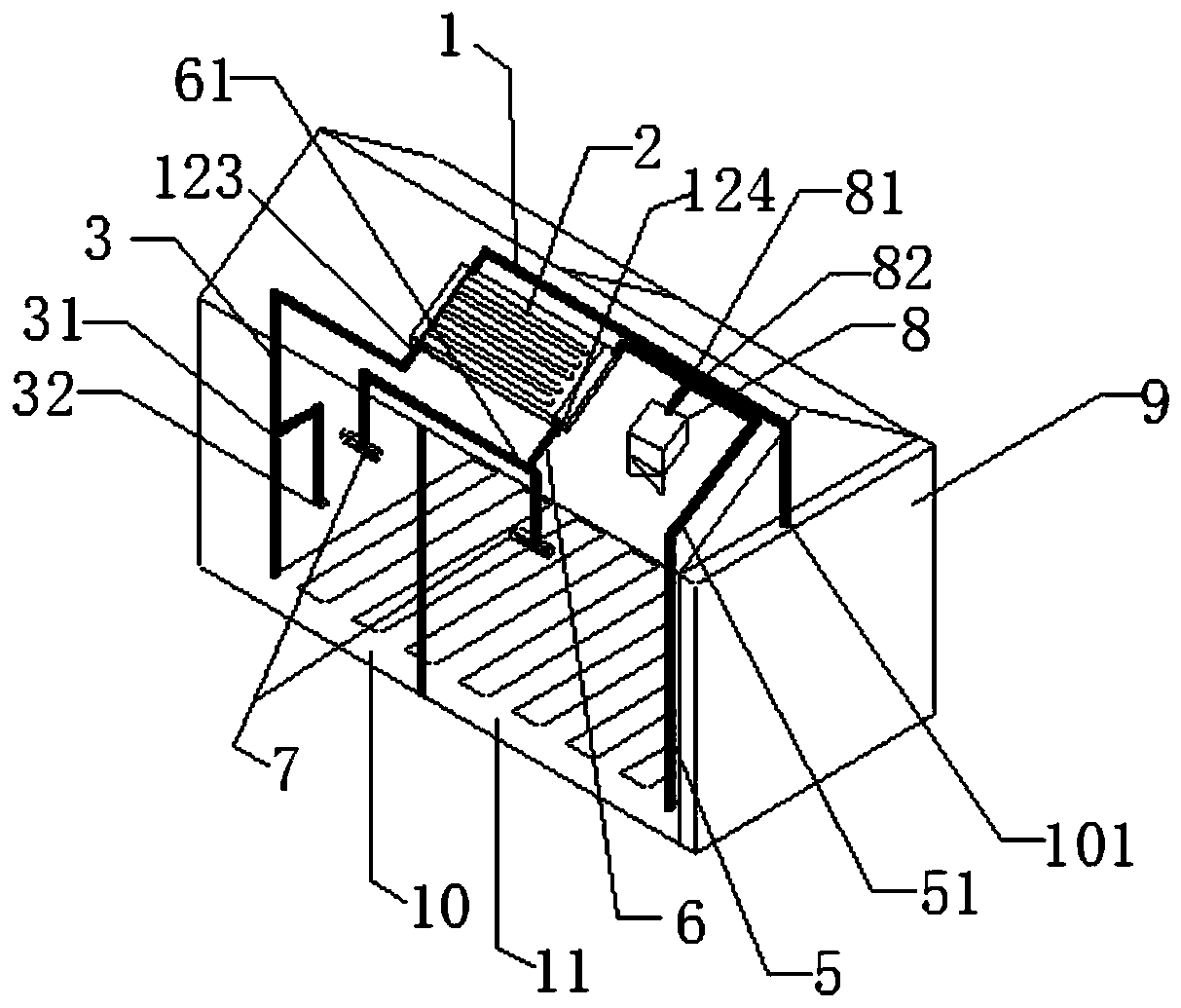 Heat collection and storage wall and air-water heat collector combined heating system