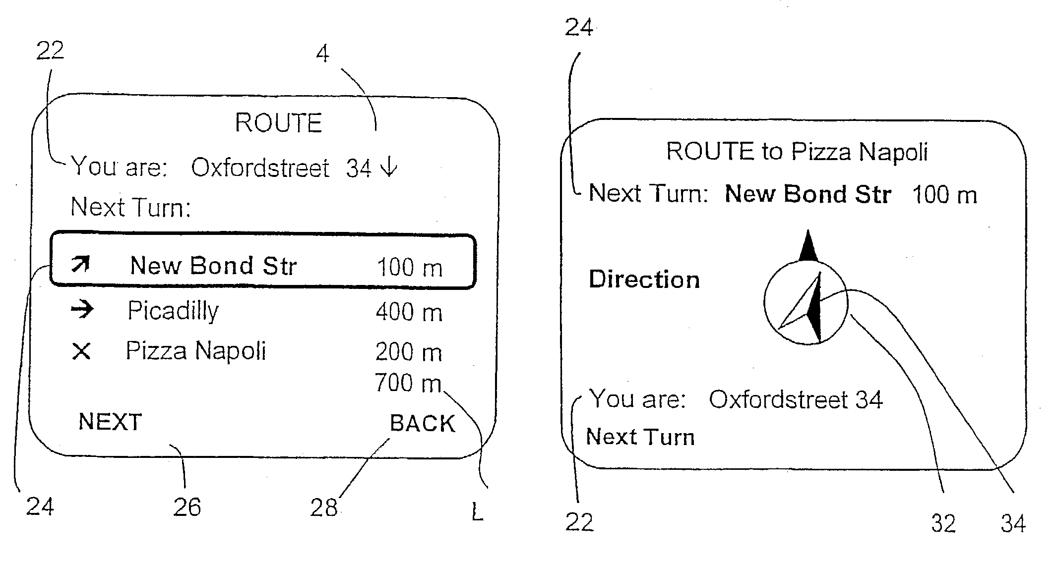 Method and mobile station for route guidance