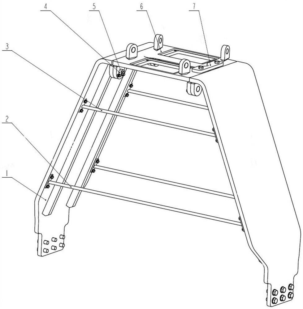 A double-wheel milling mixer tool holder hose transfer protection frame device