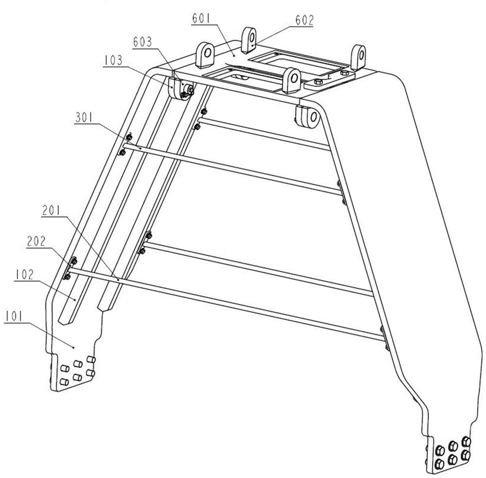 A double-wheel milling mixer tool holder hose transfer protection frame device