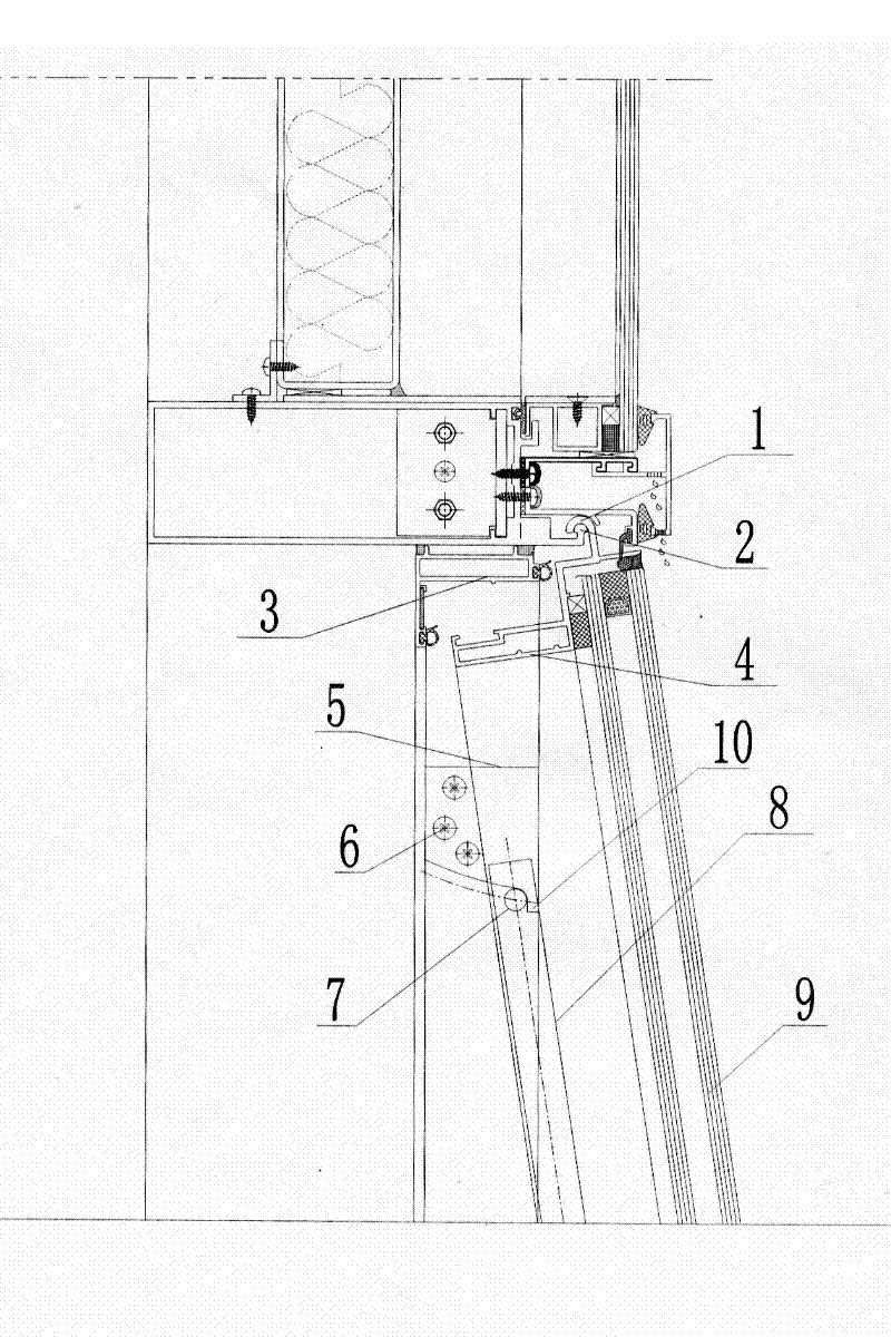 Strengthened pivoted window of curtain wall