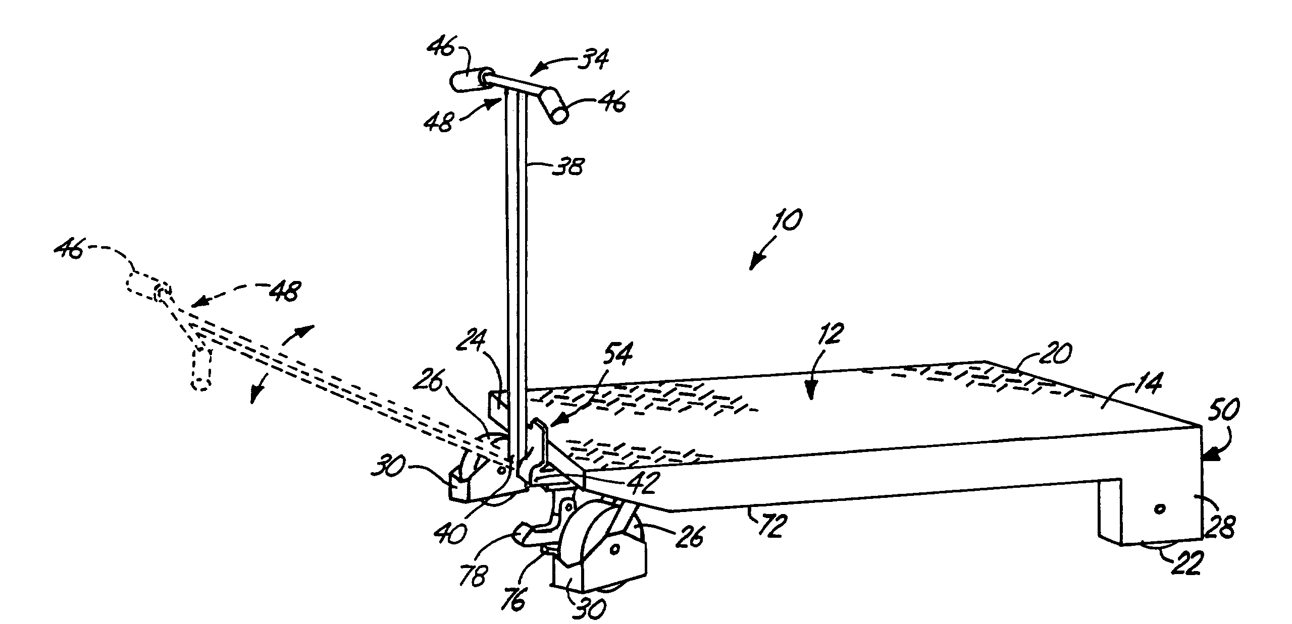 Hand-truck apparatus having locking handle