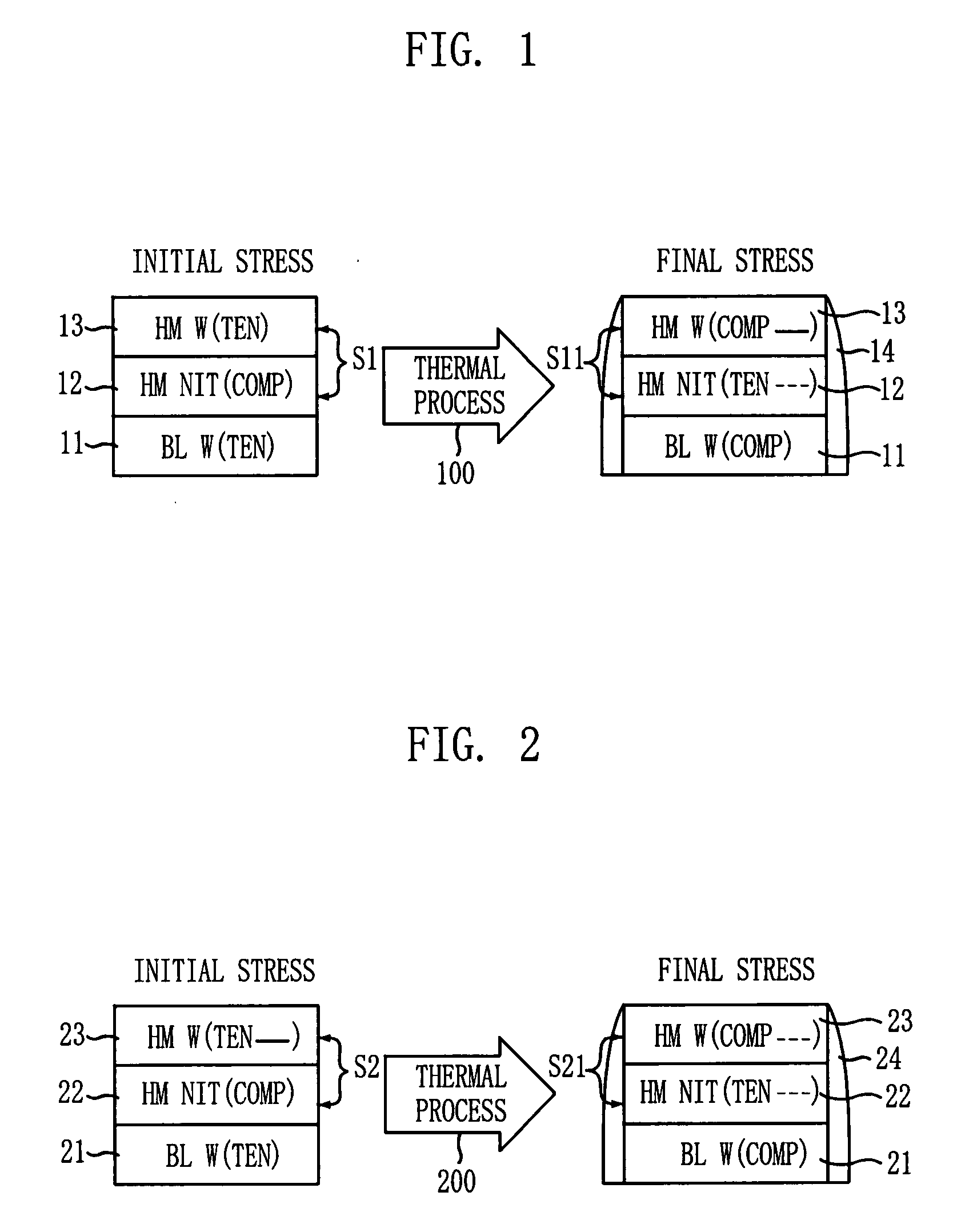 Semocondutor device having multiple-layer hard mask with opposite stresses and method for fabricating the same