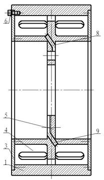 Circulating water internal cold friction drum for brake device