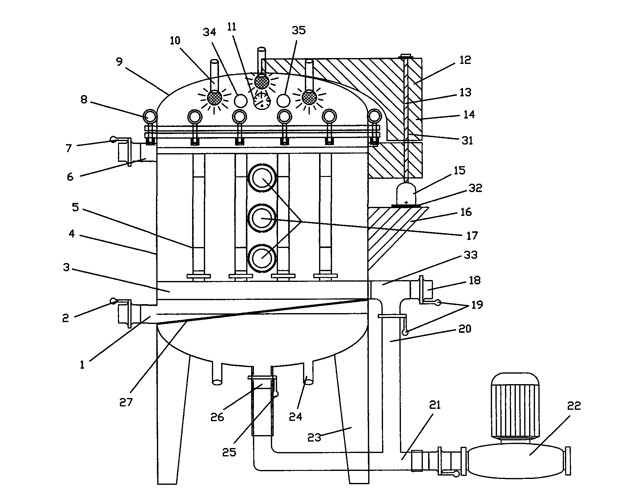 Fully sealed plate vane-type purification filter