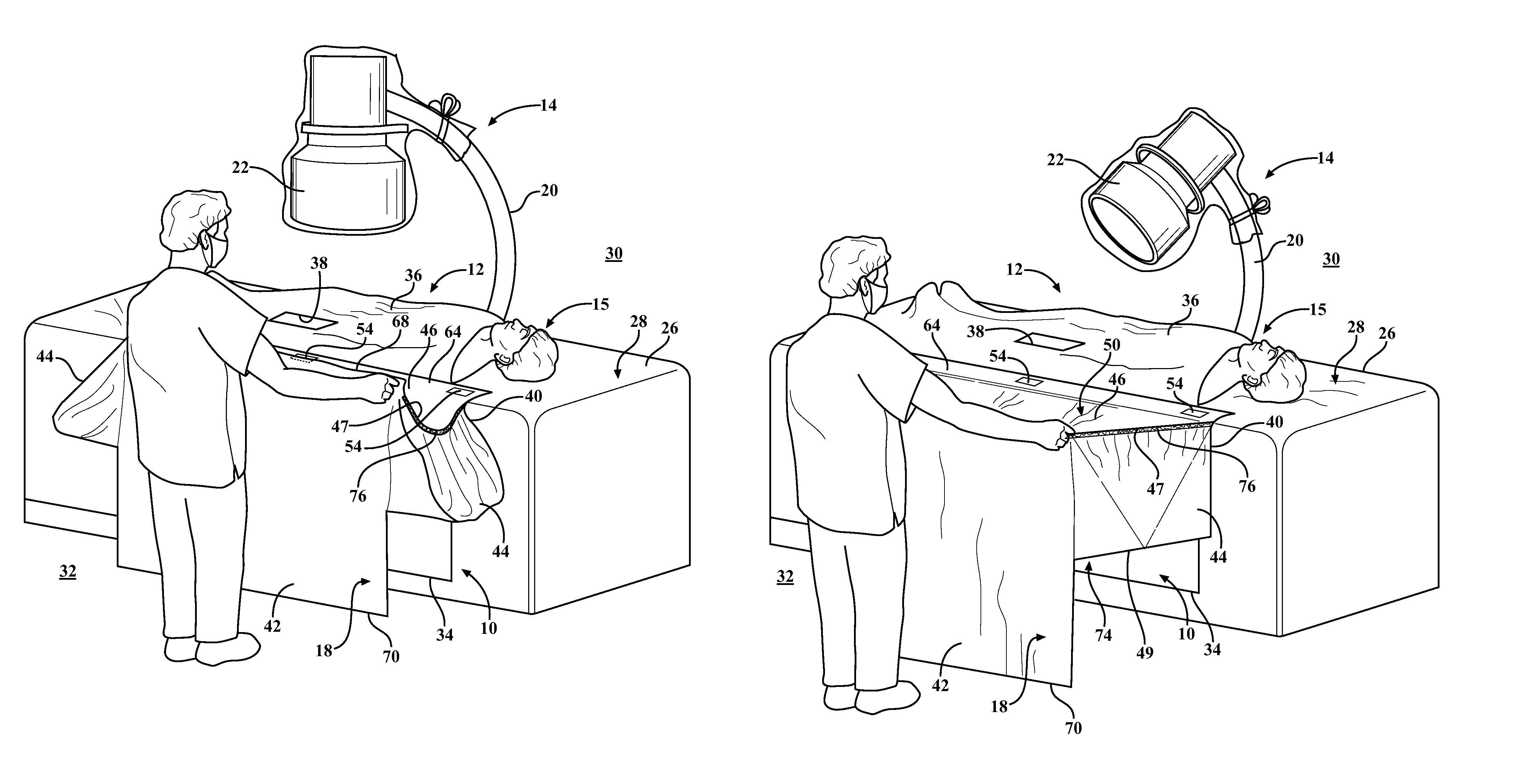 Sterile radiological imaging unit drape and method of providing a sterile surface therewith