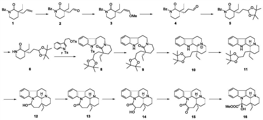 Intermediate, preparation method and application of intermediate in synthesis of vincamine