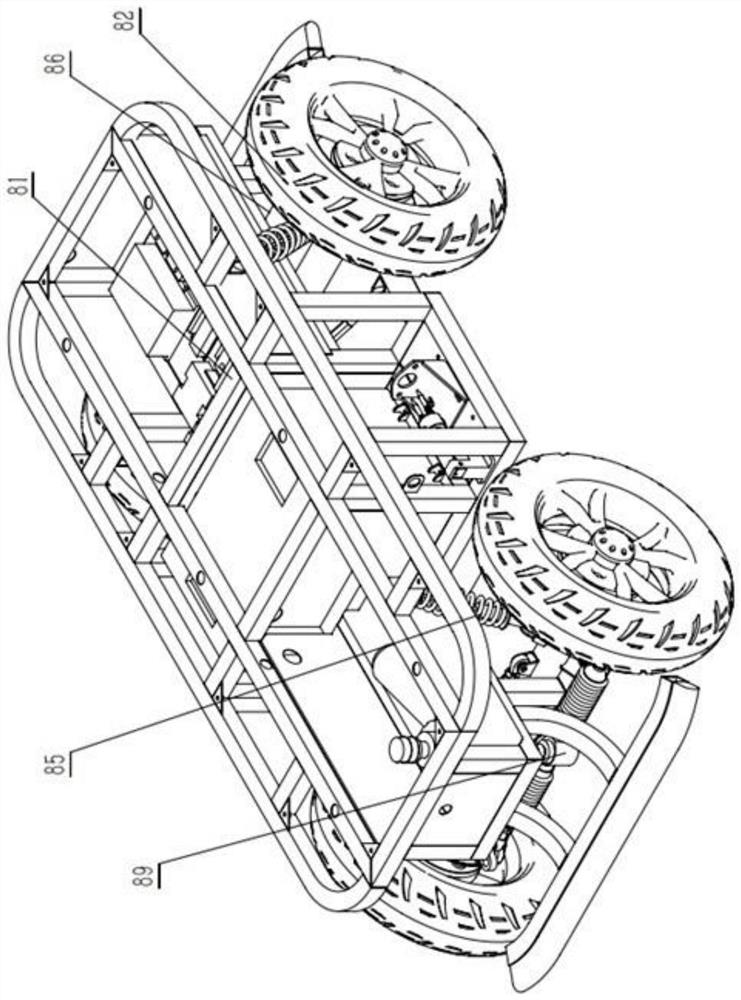 Front-rotating rear-driving robot chassis and moving robot