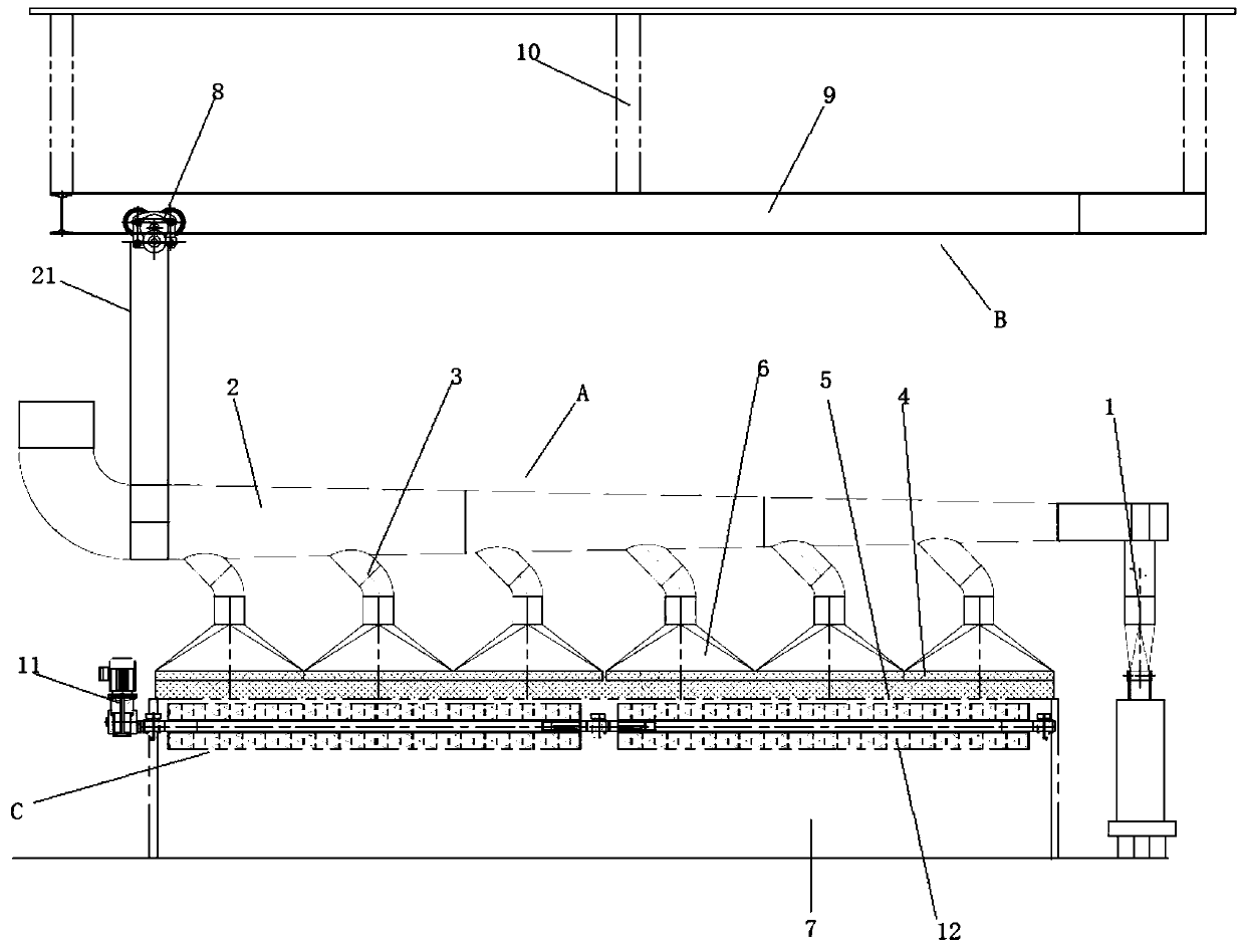 Convenient-to-move diameter-variable flat-mouth suction pipe cover equipment for efficient dust collection