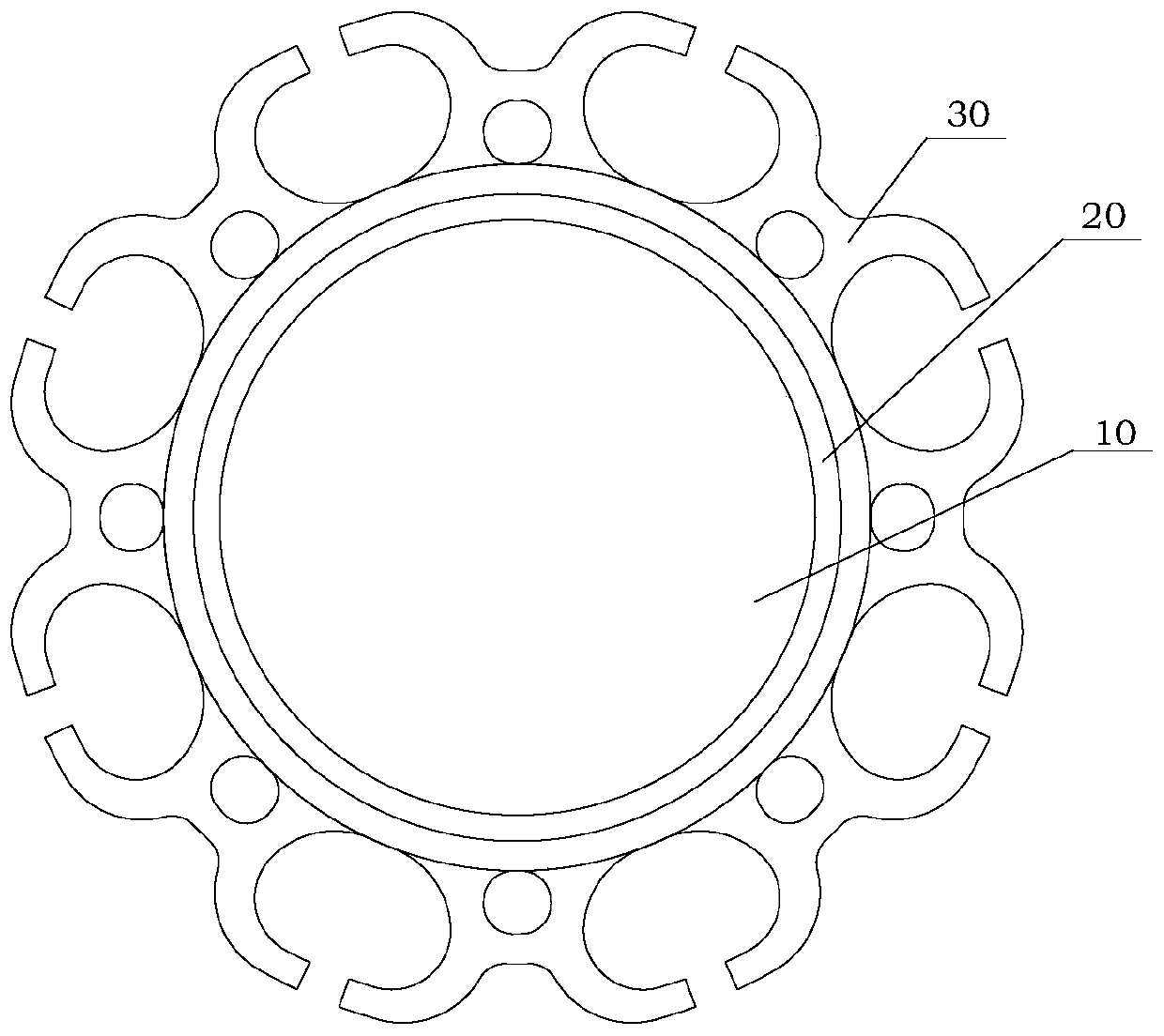 Segmented open flexible segment radial protection bearing for magnetic bearing