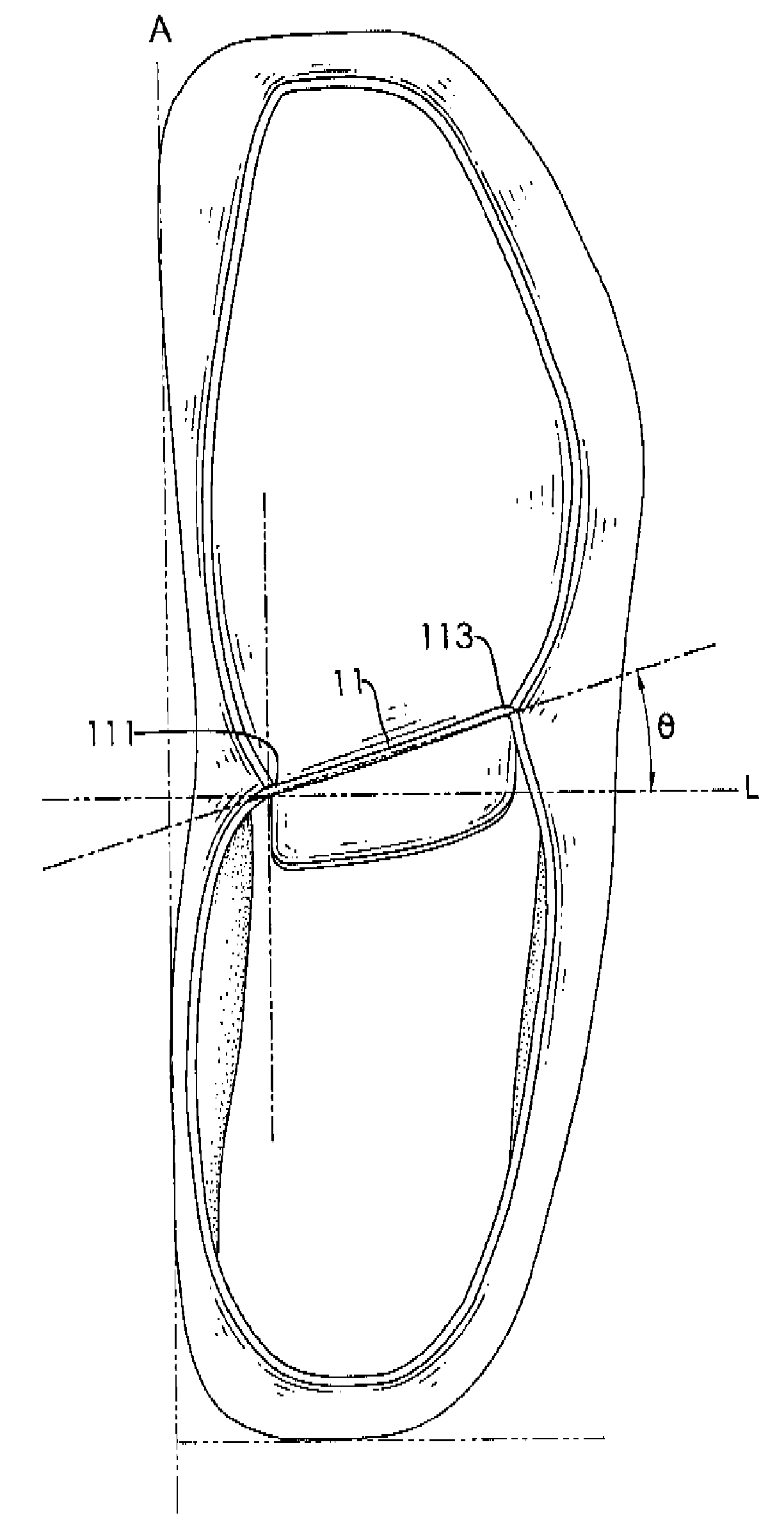 Shoe vamp with an opening having an inclined front edge