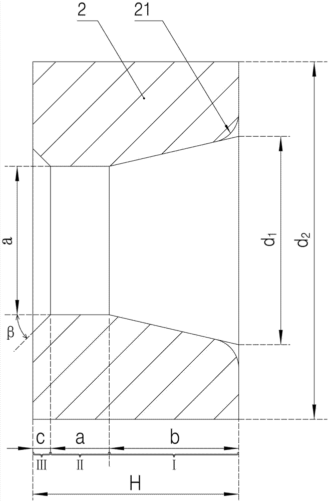 A regular hexagonal drawing die