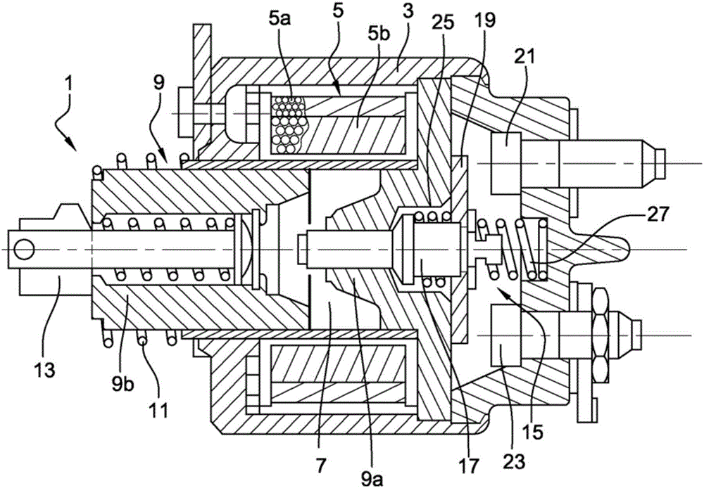 Contact device of a starter contactor