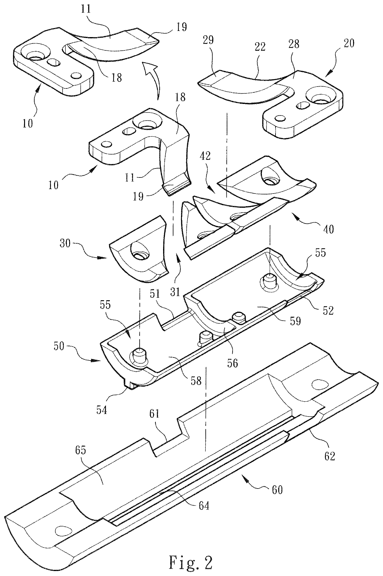 Pivot shaft structure moving around virtual axis