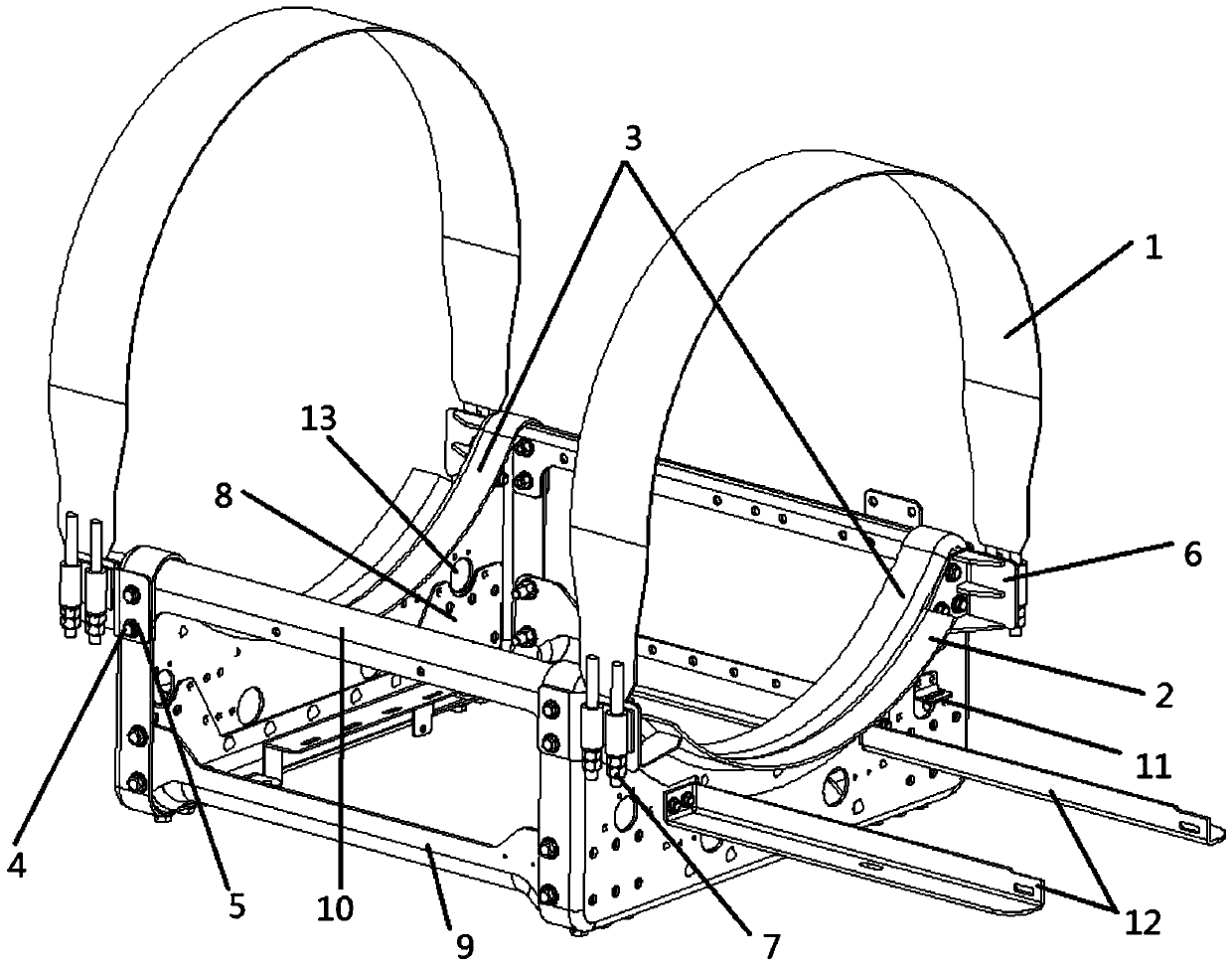 Non-bottom-beam frame for commercial vehicle liquefied gas bottles