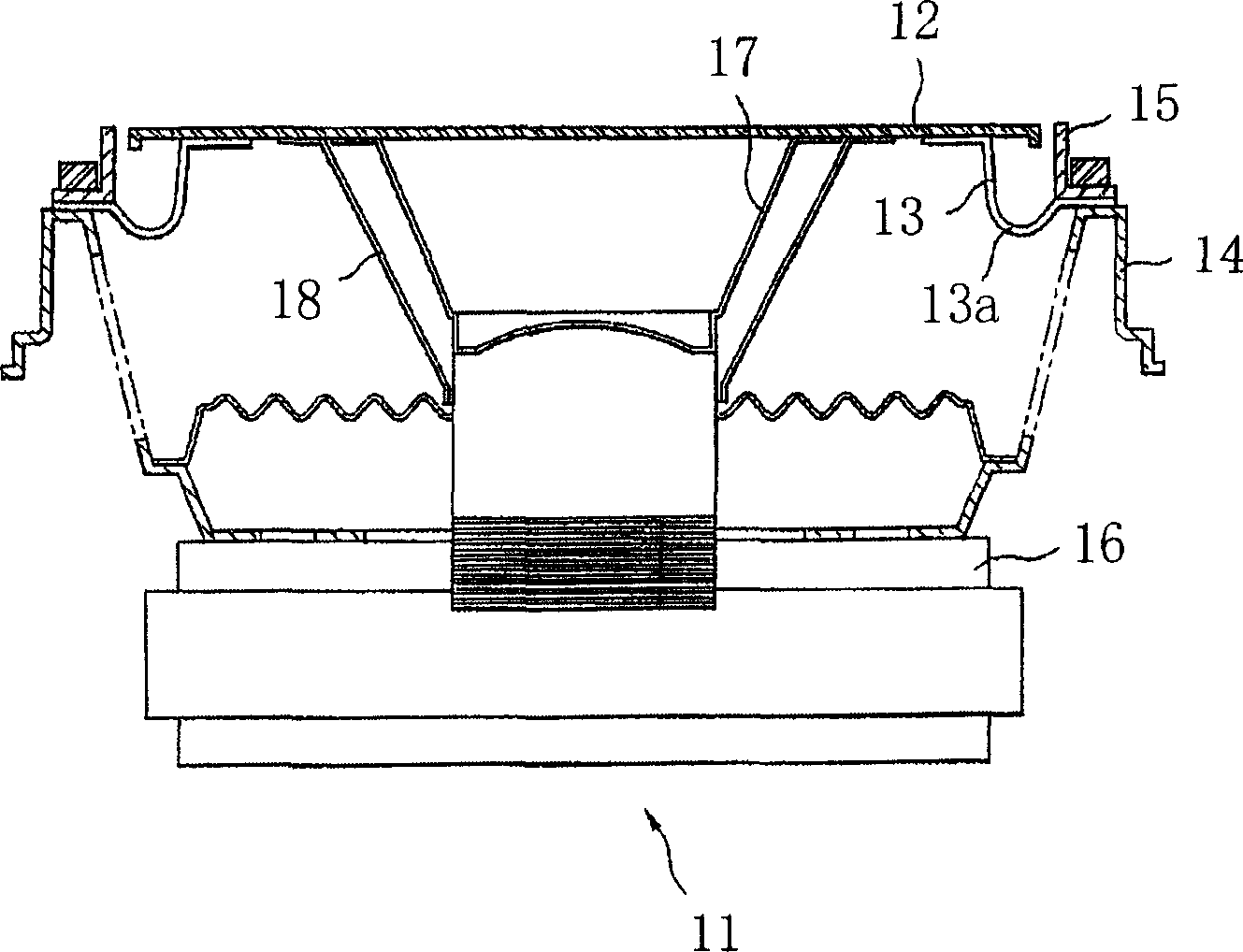 A structure for assembling flat board type vibration plate speaker of television