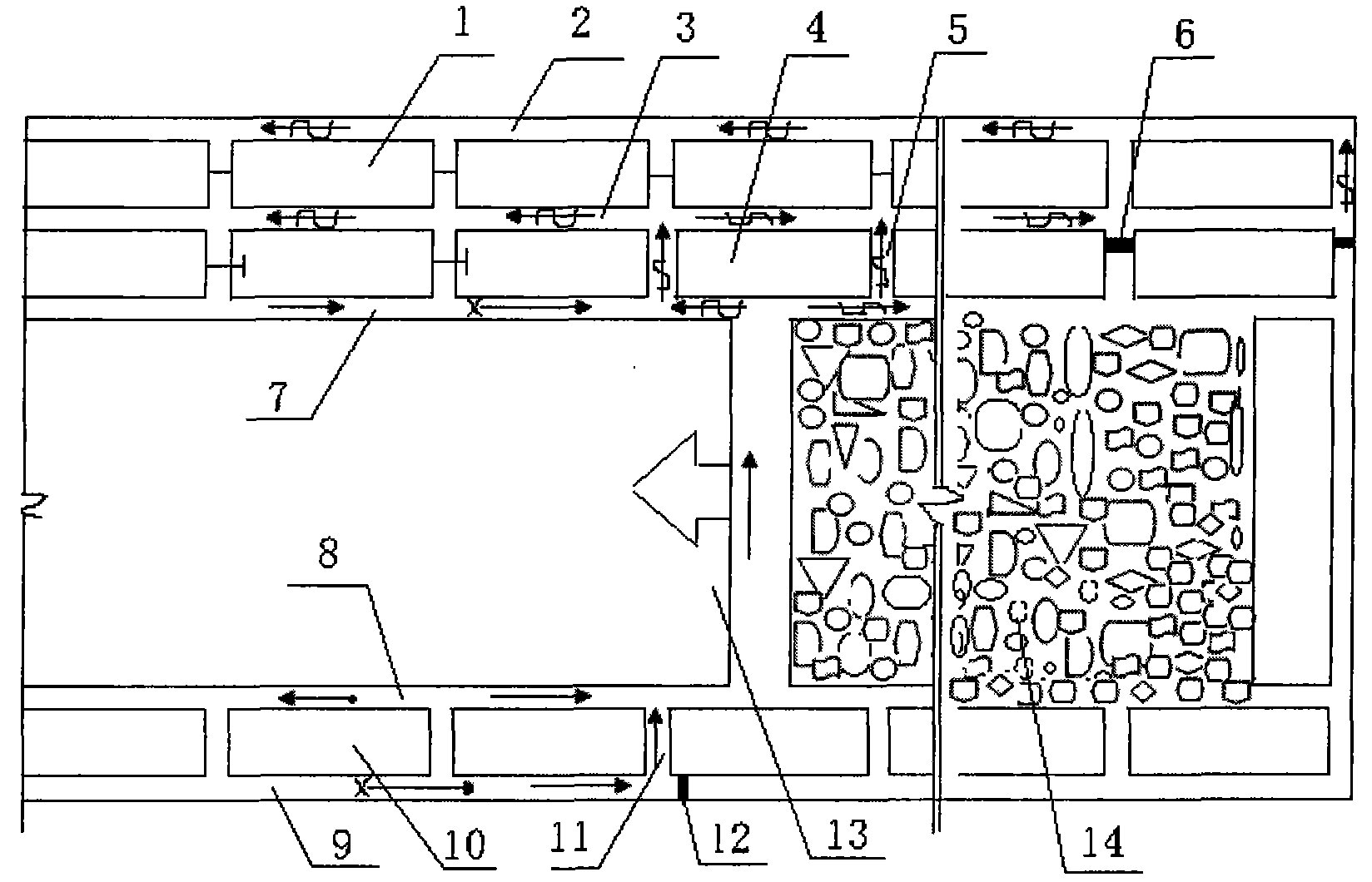 Ventilating system arranged in U+H shape under coal mine