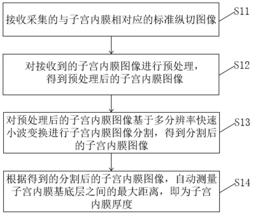 Endometrium thickness automatic measurement method and system based on wavelet transform