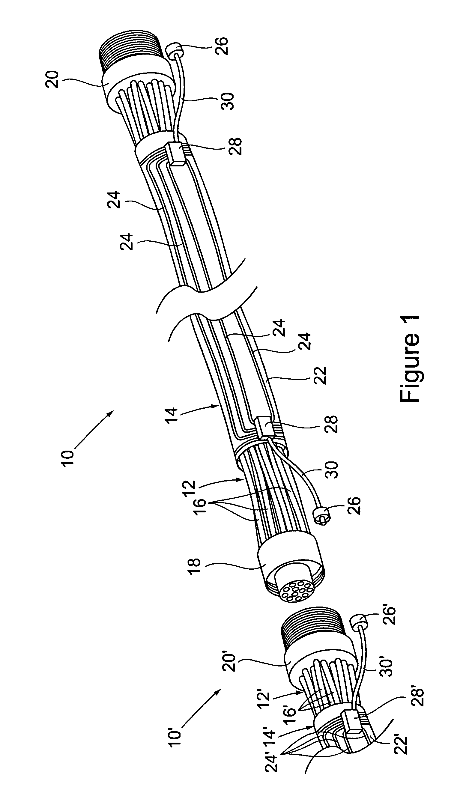 Apparatus and method for monitoring electrical cable chafing via optical waveguides