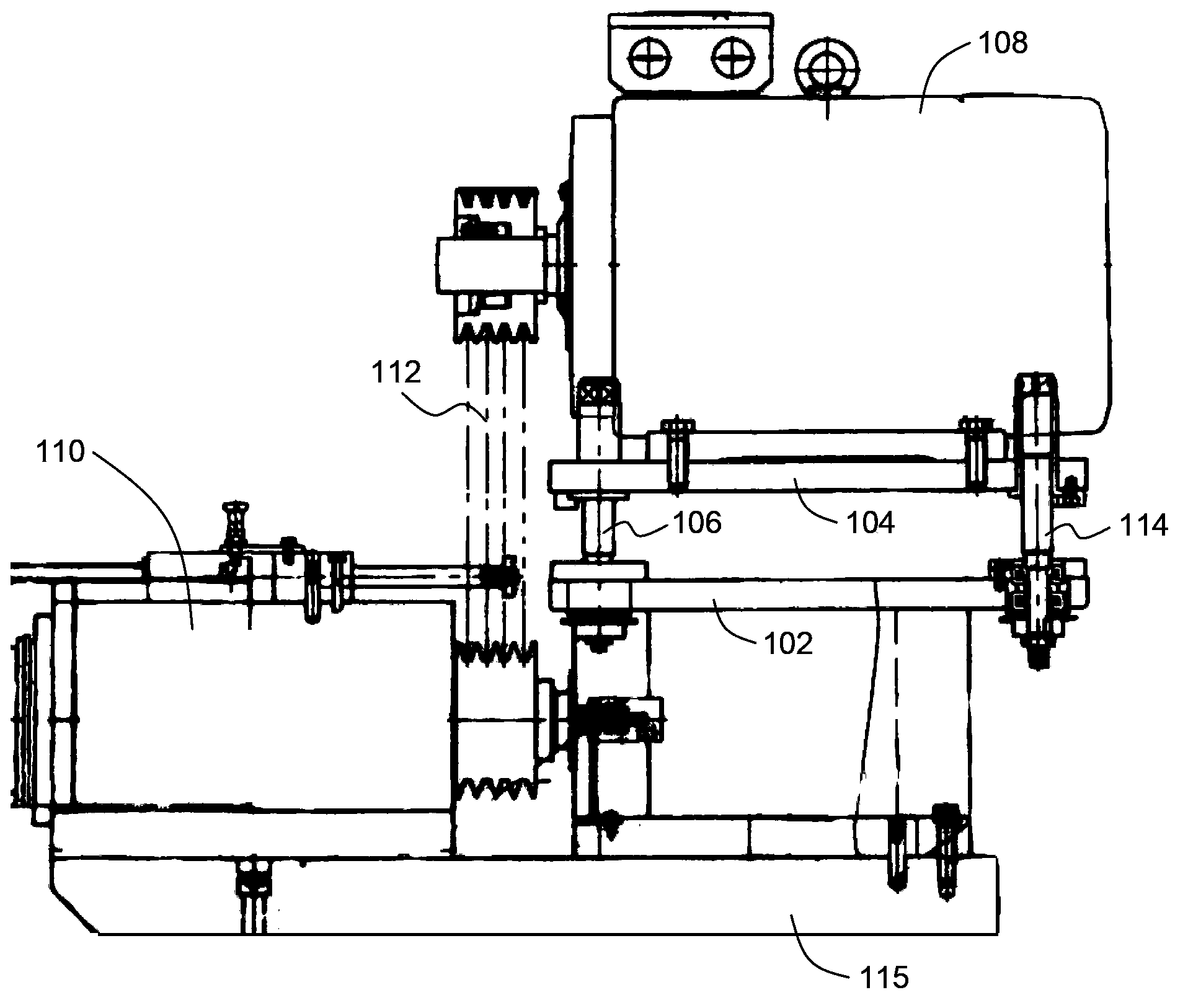 Drive belt tensioning device and tensioning method