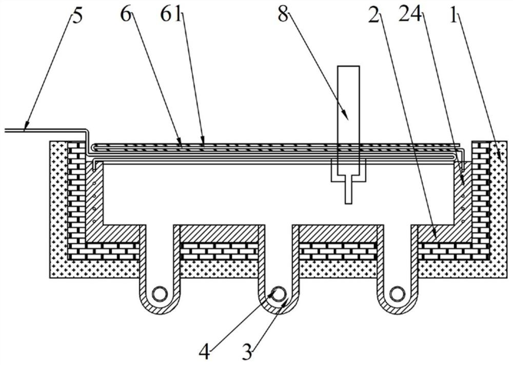 Multi-element copper alloy up-drawing furnace and drawing casting method