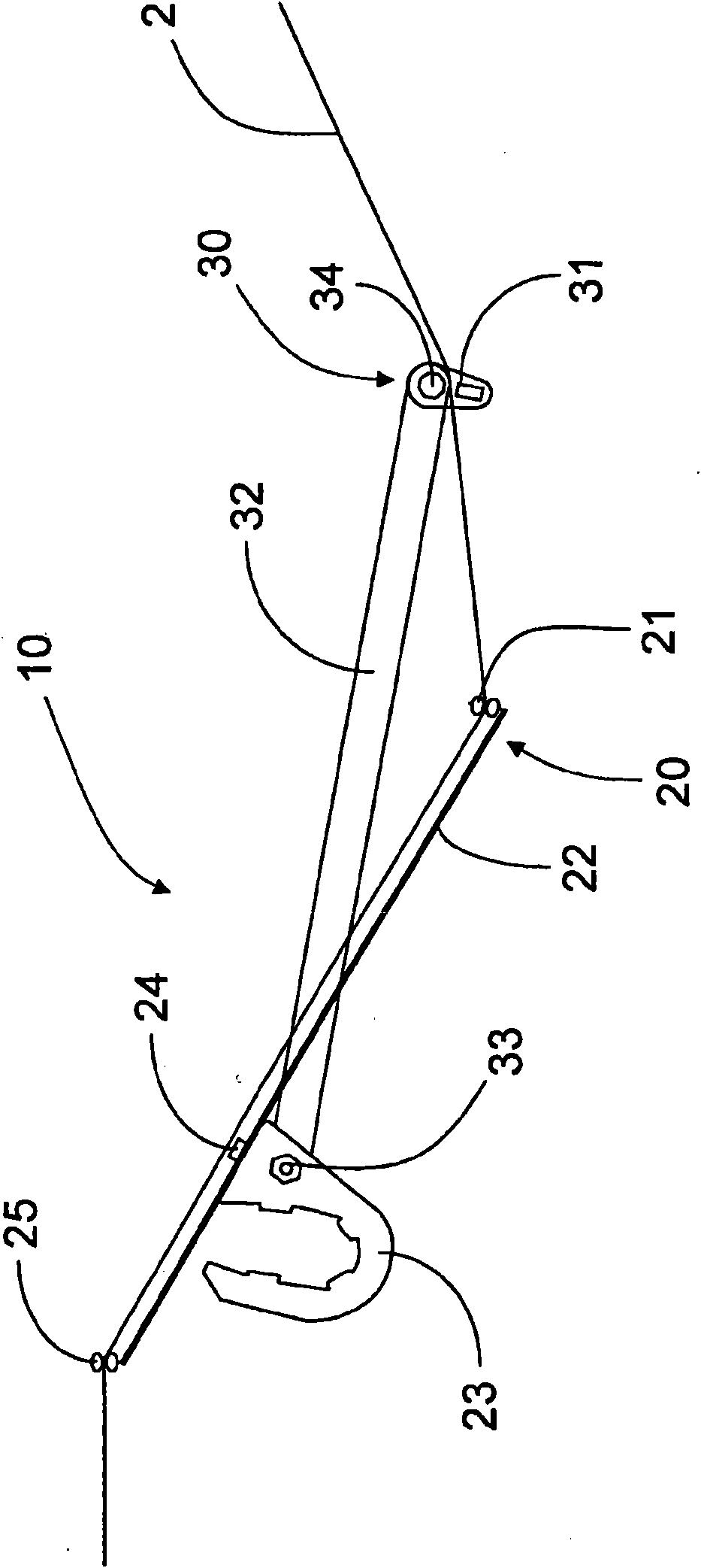 Device for the tensioning of a leno thread for a doup heddle device for a weaving machine