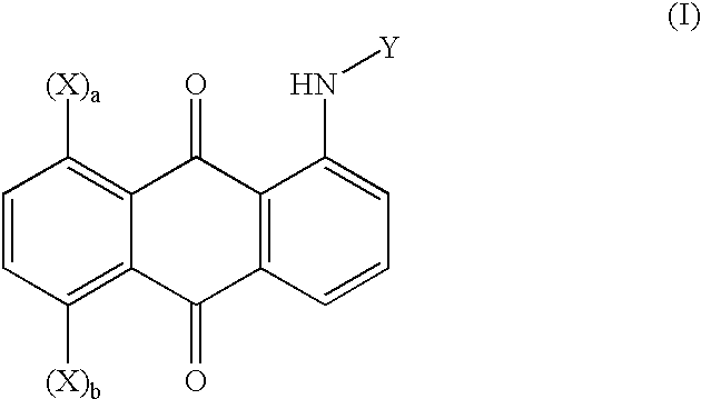 Novel polymeric 1,5- or 1,8-disubstituted anthraquinone-derivative colorants and articles comprising such colorants