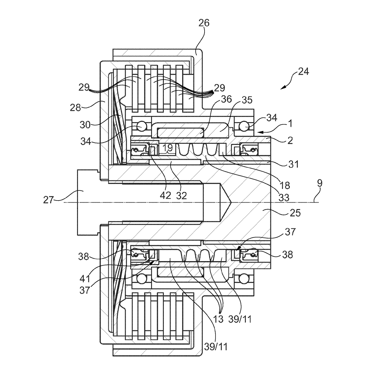 Magnetorheological actuator having a rotationally driven threaded spindle and clutch having an actuator