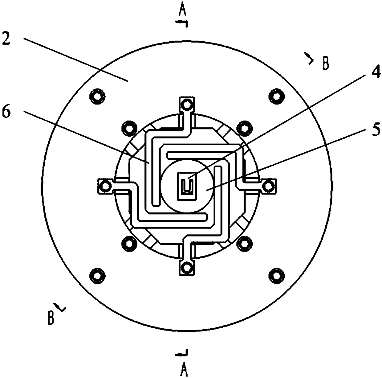 Four-axis type piezoelectric ceramic excitation device for testing dynamic characteristics of MEMS microstructure