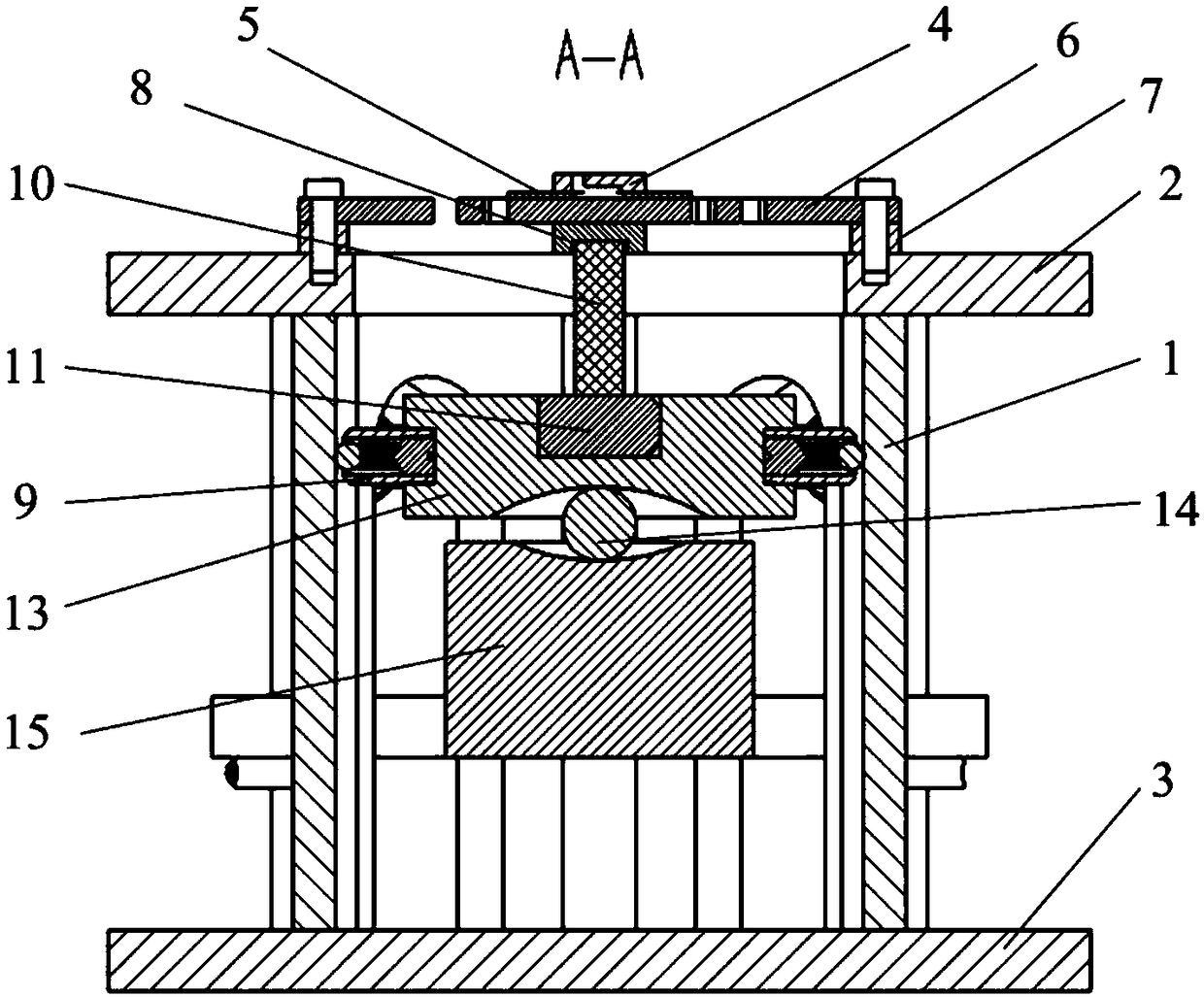 Four-axis type piezoelectric ceramic excitation device for testing dynamic characteristics of MEMS microstructure