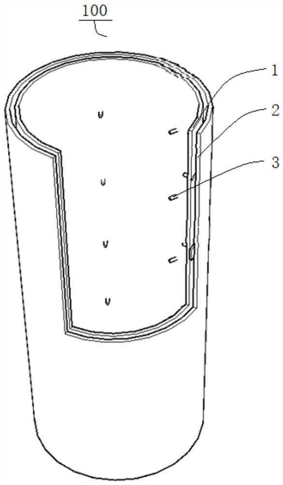 Composite material winding pipe, inflation core mold and composite material winding pipe machining method