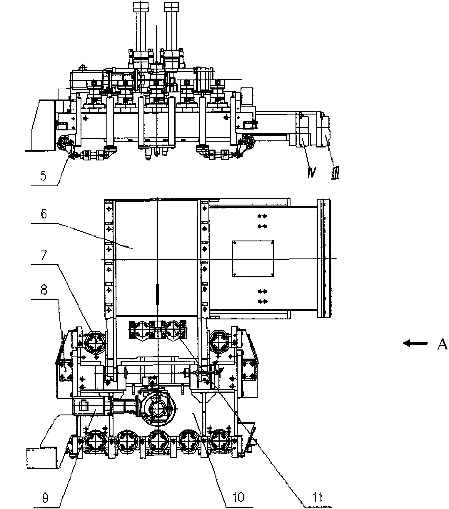 Saw cutting device for tube rows with positioned length