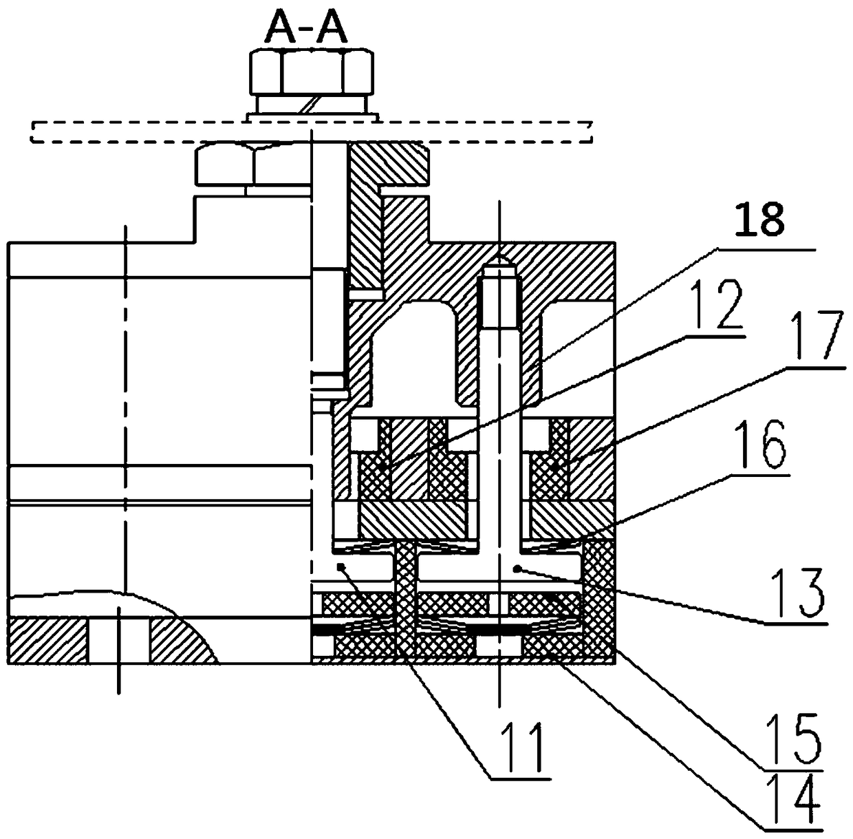 Composite elasticity and damping shock resistance shock absorber of gas turbine device