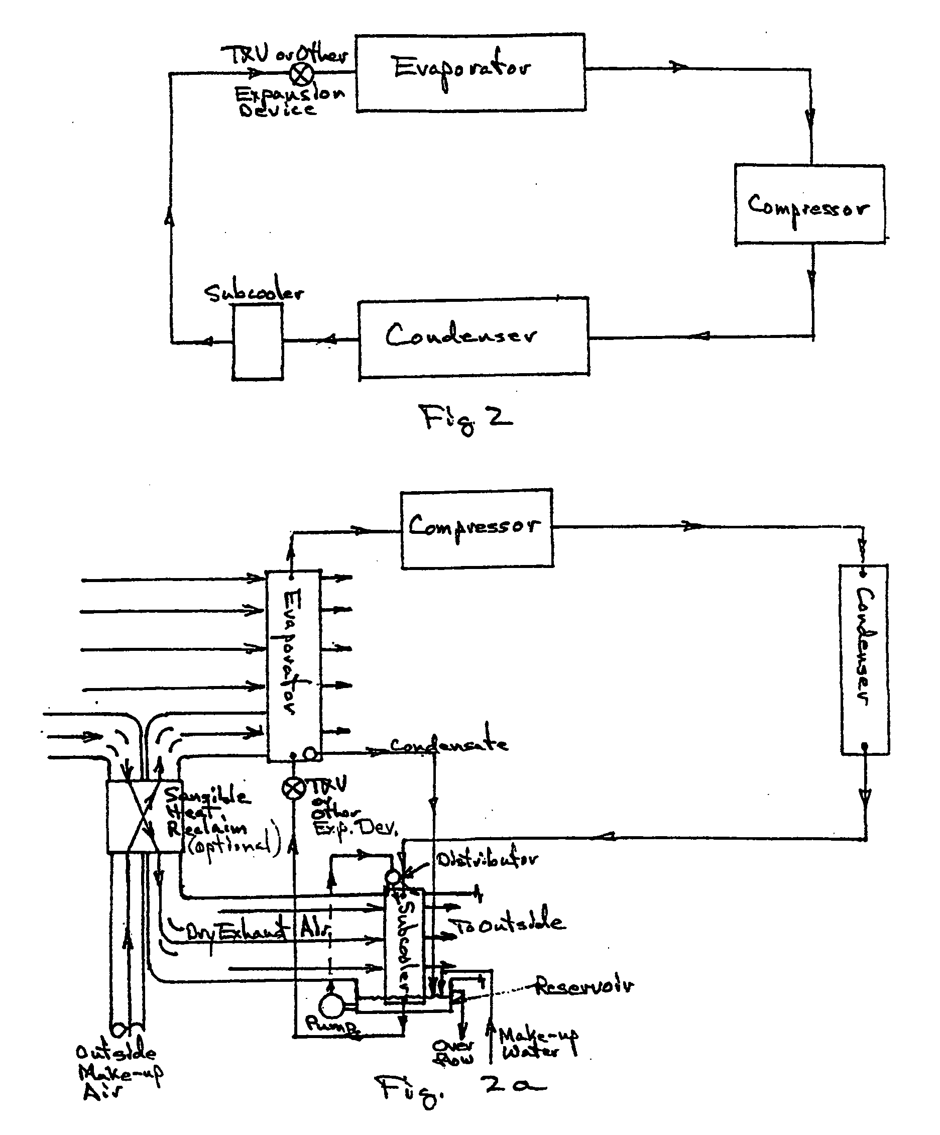 Building exhaust and air conditioner condensate (and/or other water source) evaporative refrigerant subcool/precool system and method therefor