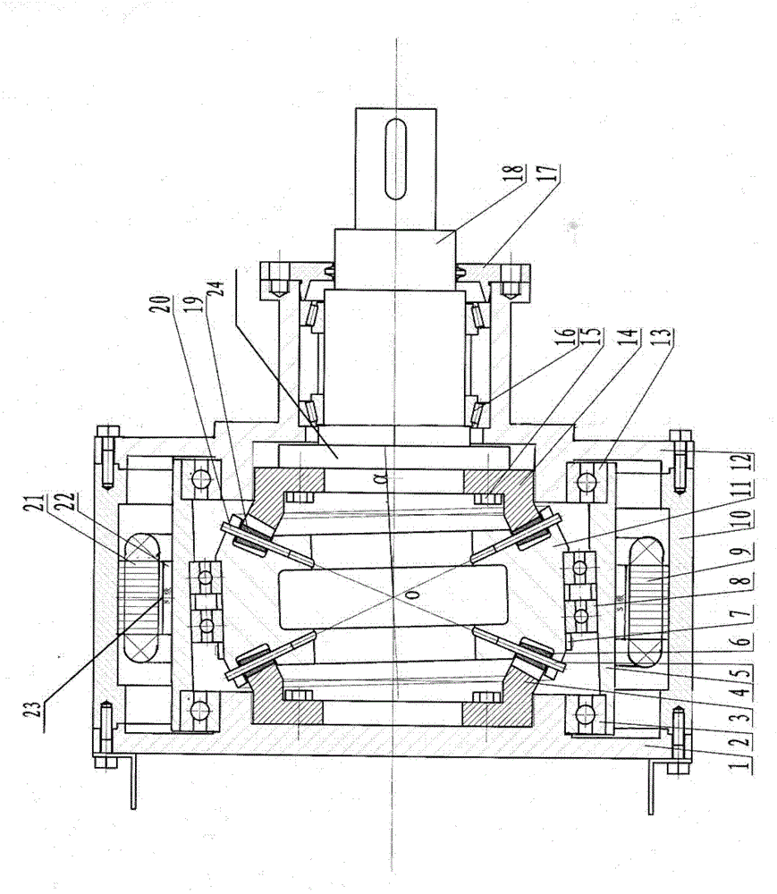 Electromechanical integration nutation oscillating tooth transmission device