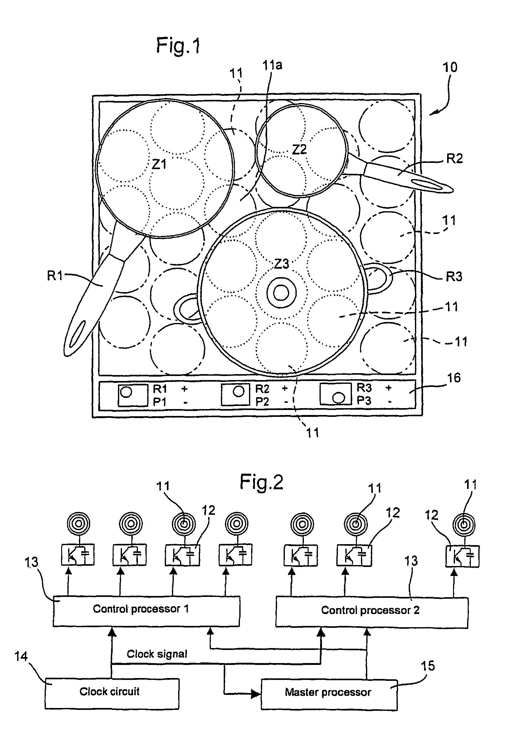 Method for heating a container placed on a cooktop by heating means associated to inductors