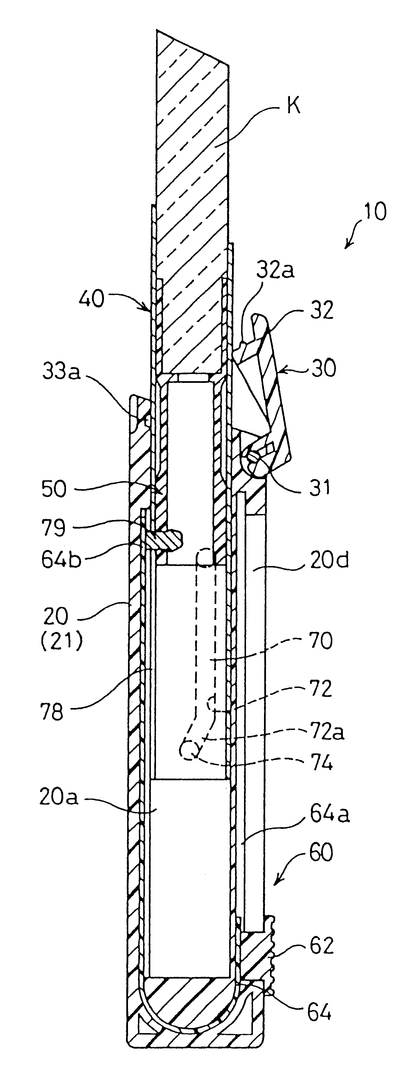 Case of stick-type cosmetic preparation and replaceable cartridge of stick-type cosmetic preparation used therefor