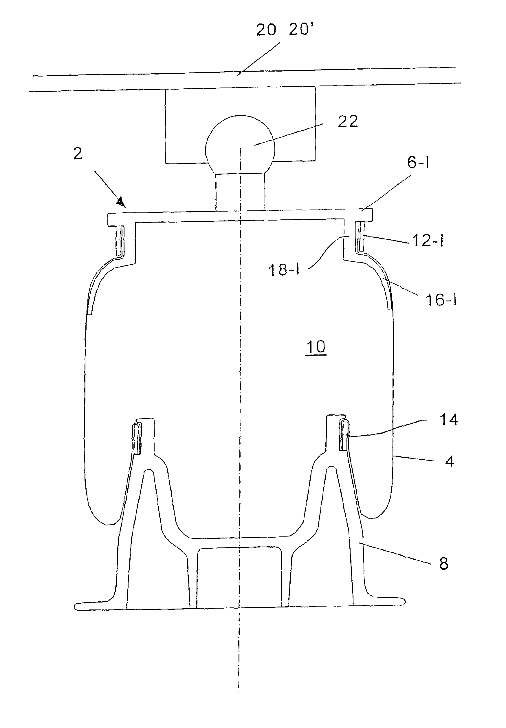 Rolling-lobe air spring having a support bell